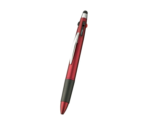 タッチペン付3色+1色スリムペン レッド（TS-1024-002）画像-1