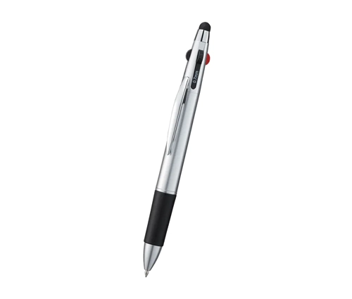 タッチペン付3色+1色スリムペン シルバー（TS-1024-005）画像-1