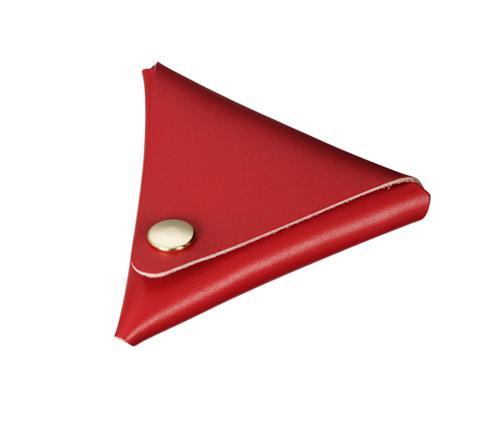 本革三角コインケース(赤)