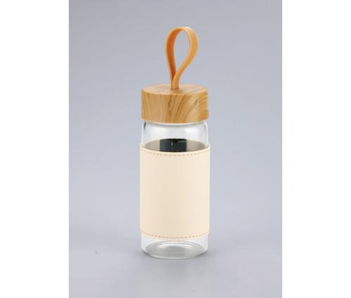 ウッドスタイル耐熱ガラスボトル（カバー付き）（アイボリー）（231391）画像-1