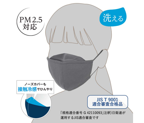 ぴったりフィットマスク(接触冷感) Sサイズ  グレー（LC-0070-001）画像-1