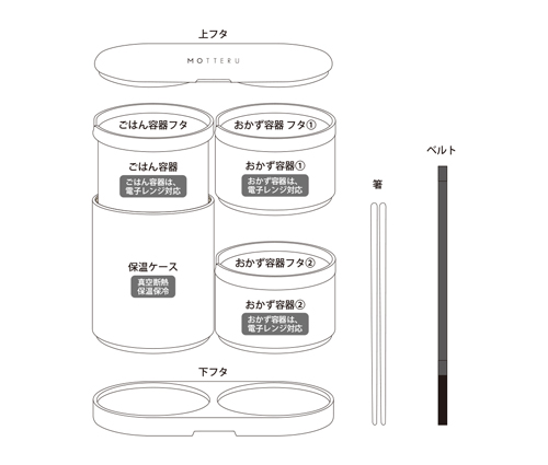 MOTTERUサーモお弁当箱 チャコールブラック（MO-3009-009）画像-3