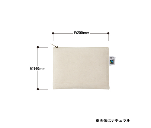 フェアトレードコットンキャンバスフラットポーチ S ナチュラル（TF-0008-008）画像-3