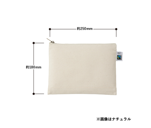 フェアトレードコットンキャンバスフラットポーチ(M) ナチュラル（TF-0009-008）画像-3