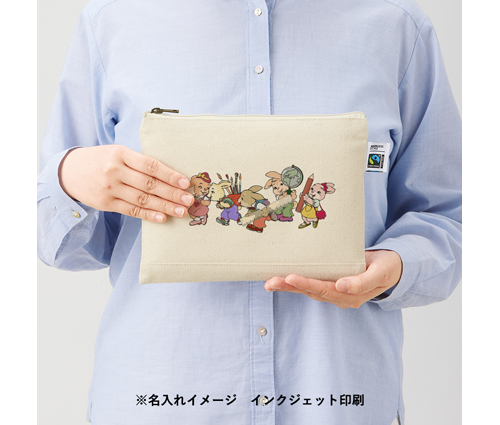 フェアトレードコットンキャンバスフラットポーチ M ナチュラル（TF-0009-008）画像-6