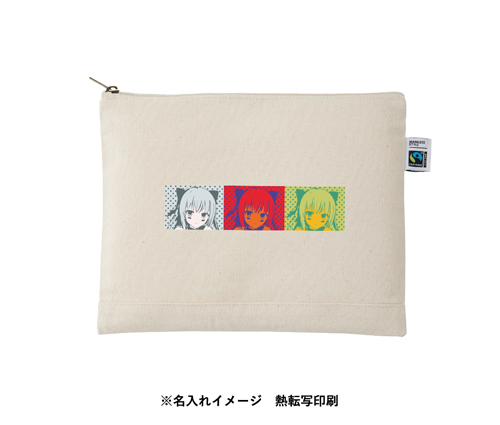 フェアトレードコットンキャンバスフラットポーチ L ナチュラル（TF-0010-008）画像-6
