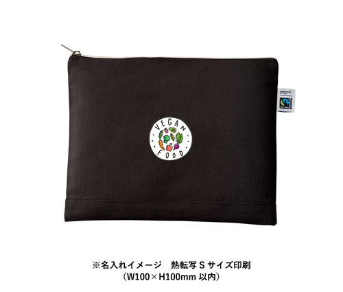 フェアトレードコットンキャンバスフラットポーチ L ナイトブラック（TF-0010-009）画像-5