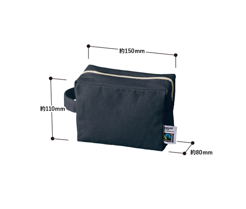 フェアトレードコットンキャンバスファスナーポーチ(M) スモークブルー（TF-0014-034）画像-3