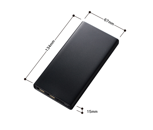 モバイルチャージャー 10000mAh Type-C対応 ブラック（TS-1637-009）画像-3