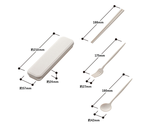 カトラリーセット 麦わら入タイプロング(3点) スモークピンク（TS-1730-030）画像-2