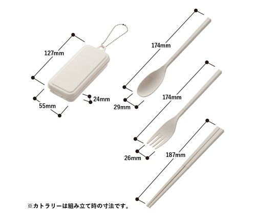 カトラリーセット 麦わら入タイプミニ(3点) スモークブルー（TS-1731-034）画像-2