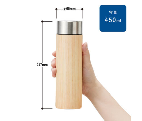 木目調ボディサーモボトル 450ml ホワイト（TS-1759-044）画像-2