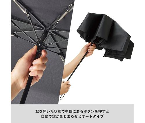 大判耐風UV折りたたみ傘(セミオートタイプ) ブラック（TS-1787-009）画像-3