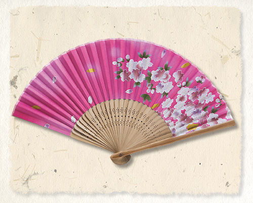 No.5892 唐木中彫 桜(ピンク)《和柄扇子》