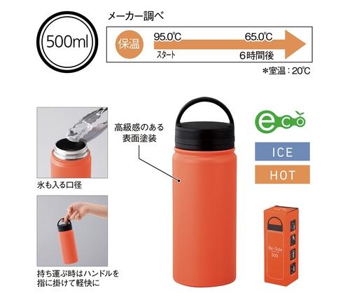 ビーサイド・真空二重ハンドル付きマグボトル500ml (オレンジ)（237371）画像-5