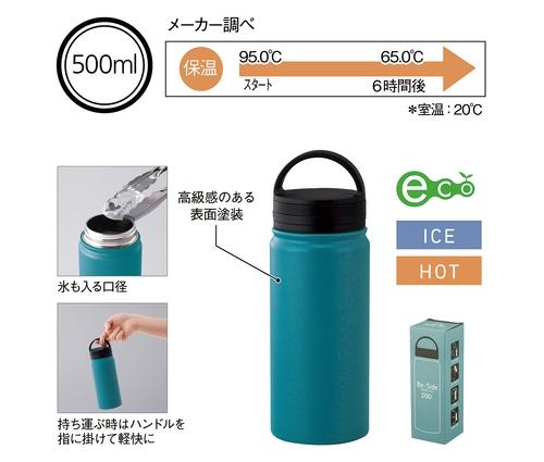 ビーサイド・真空二重ハンドル付きマグボトル500ml (ブルー)（237374）画像-5