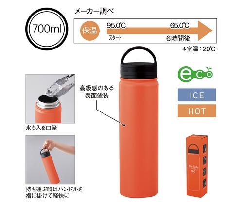 ビーサイド・真空二重ハンドル付きマグボトル700ml (オレンジ)（237381）画像-5