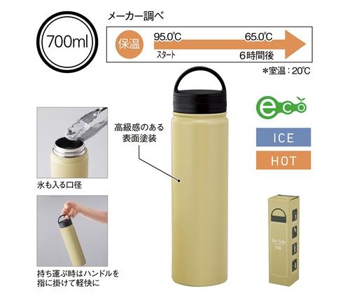 ビーサイド・真空二重ハンドル付きマグボトル700ml (カーキ)（237382）画像-5