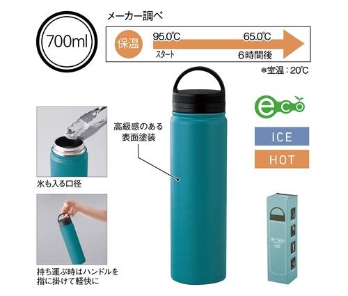 ビーサイド・真空二重ハンドル付きマグボトル700ml (ブルー)（237384）画像-5