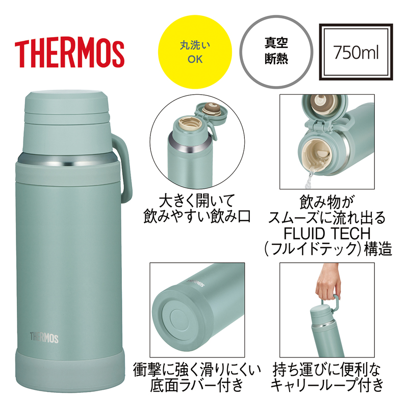 サーモス・真空断熱ハンドル付きケータイマグ(750ml) アッシュグリーン（253422）画像-3