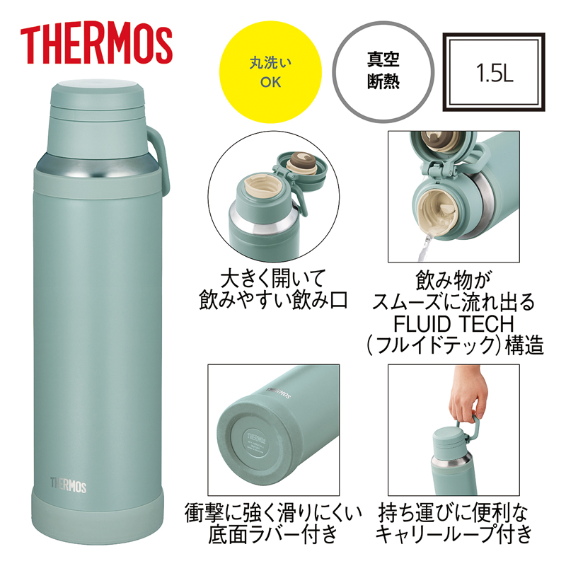 サーモス・真空断熱ハンドル付きケータイマグ(1.5L) アッシュグリーン（253432）画像-3