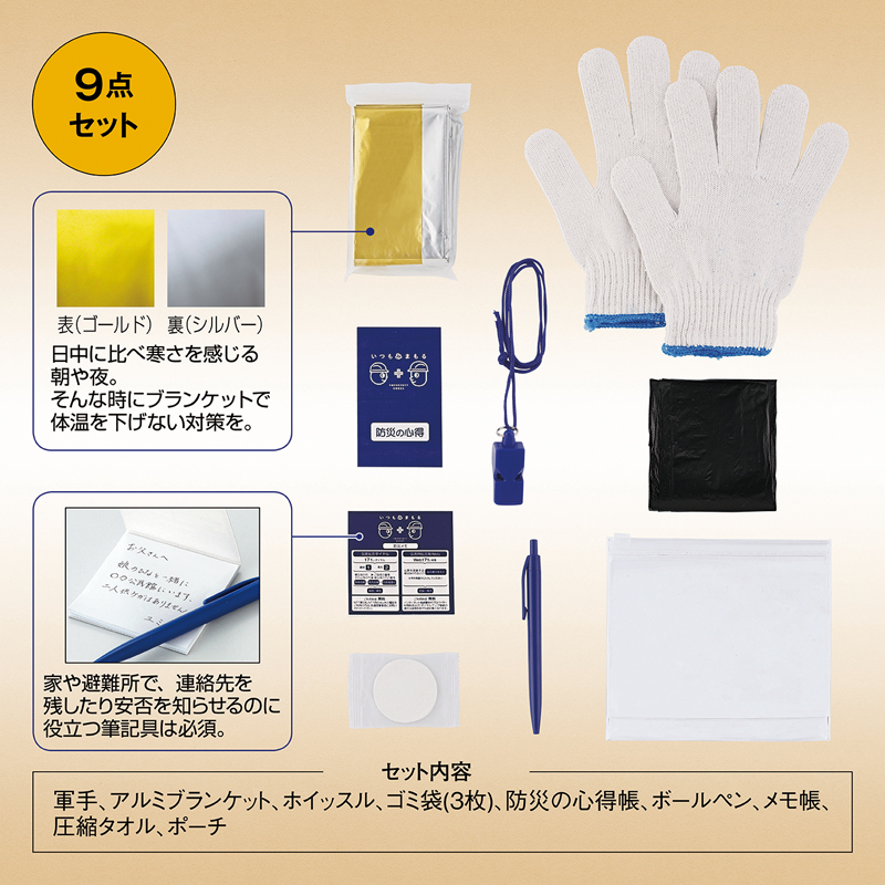 いつもみまもる・コンパクト防災9点セット（255044）画像-2