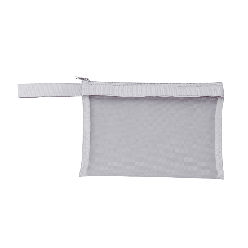 プラシャープ・ストラップ付きメッシュフラットポーチ（グレー）