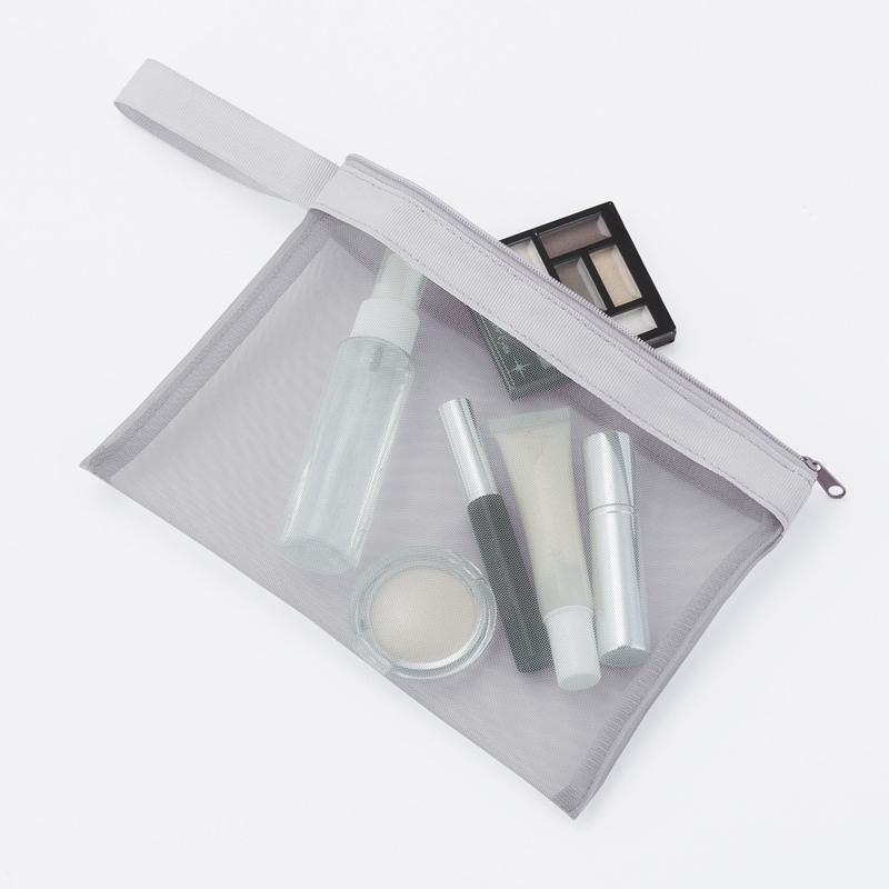 プラシャープ・ストラップ付きメッシュフラットポーチ(グレー)(257005)画像-4