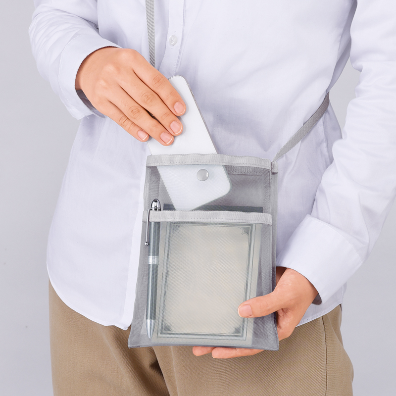 プラシャープ・フロントポケット付きメッシュサコッシュ(グレー)(257006)画像-3