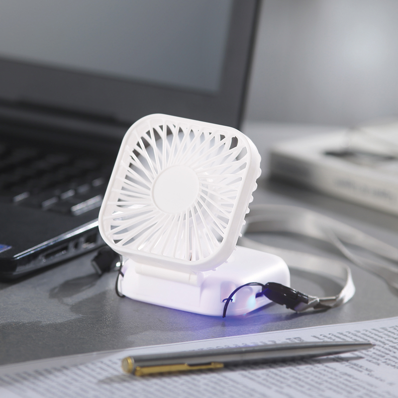 充電式3WAY折りたたみハンディファン(ネックストラップ付き)(261012)画像-2