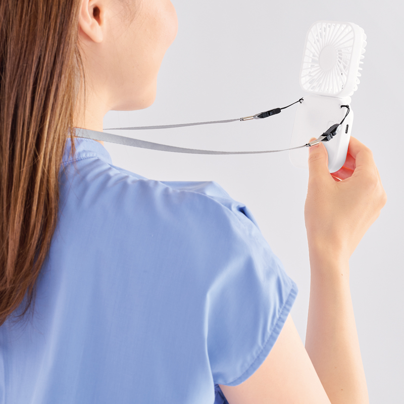 充電式3WAY折りたたみハンディファン(ネックストラップ付き)(261012)画像-6