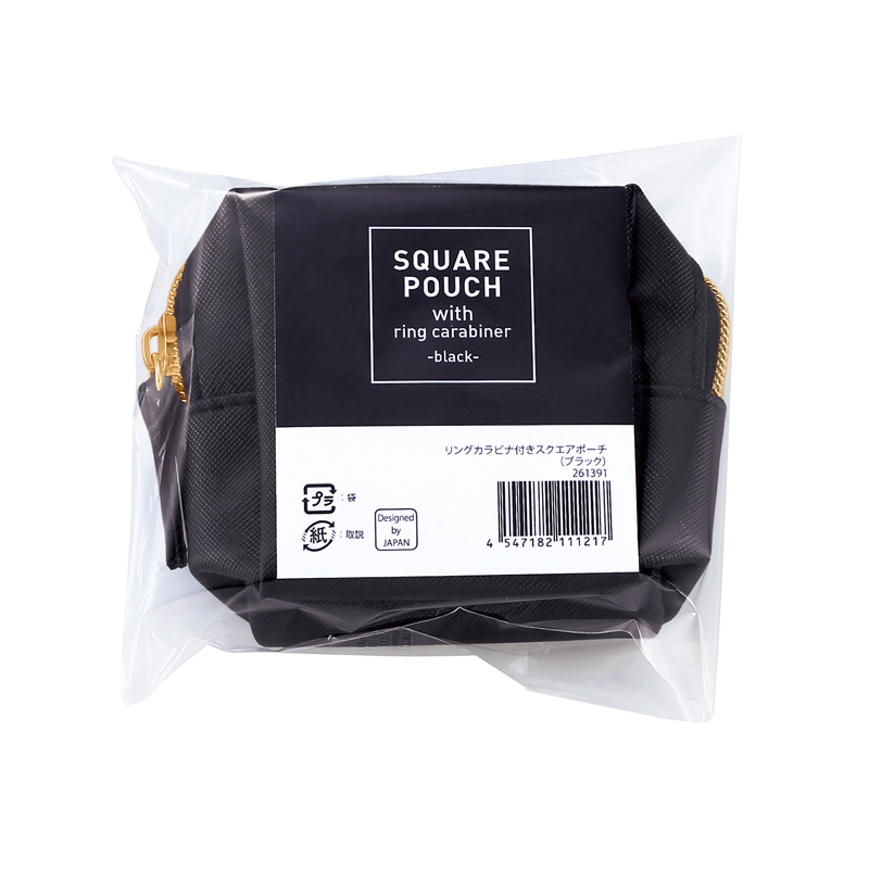 リングカラビナ付きスクエアポーチ(ブラック)（261391）画像-5