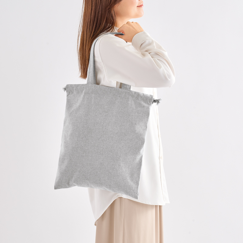 スフィア・リサイクルコットンフラット2WAY巾着バッグ(グレー)（261411）画像-4