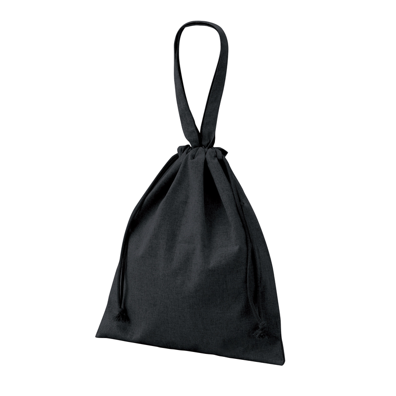 スフィア・リサイクルコットンフラット2WAY巾着バッグ(ブラック)
