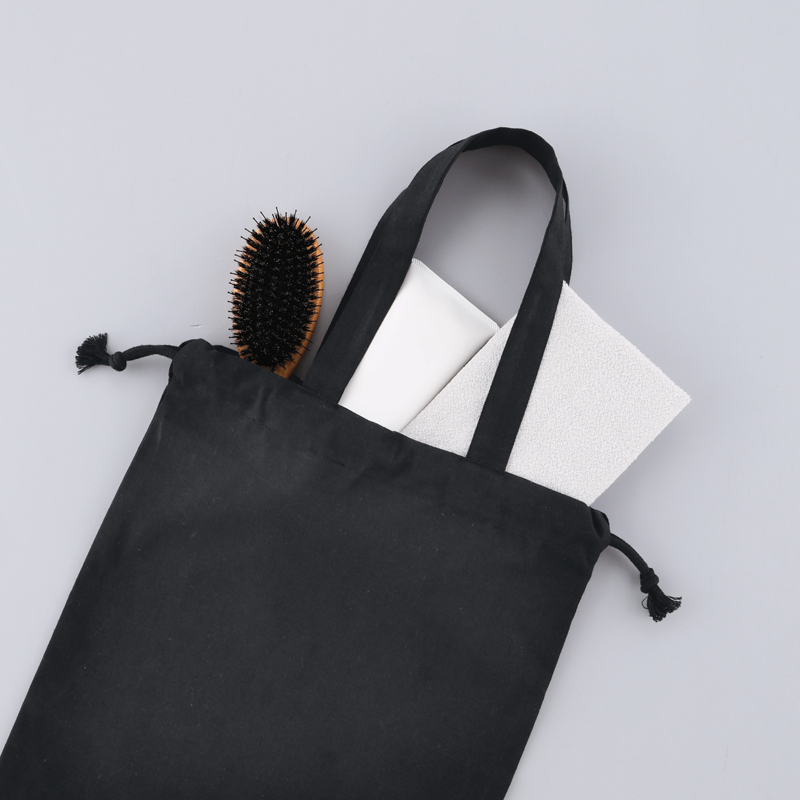 スフィア・リサイクルコットンフラット2WAY巾着バッグ(ブラック)（261412）画像-2