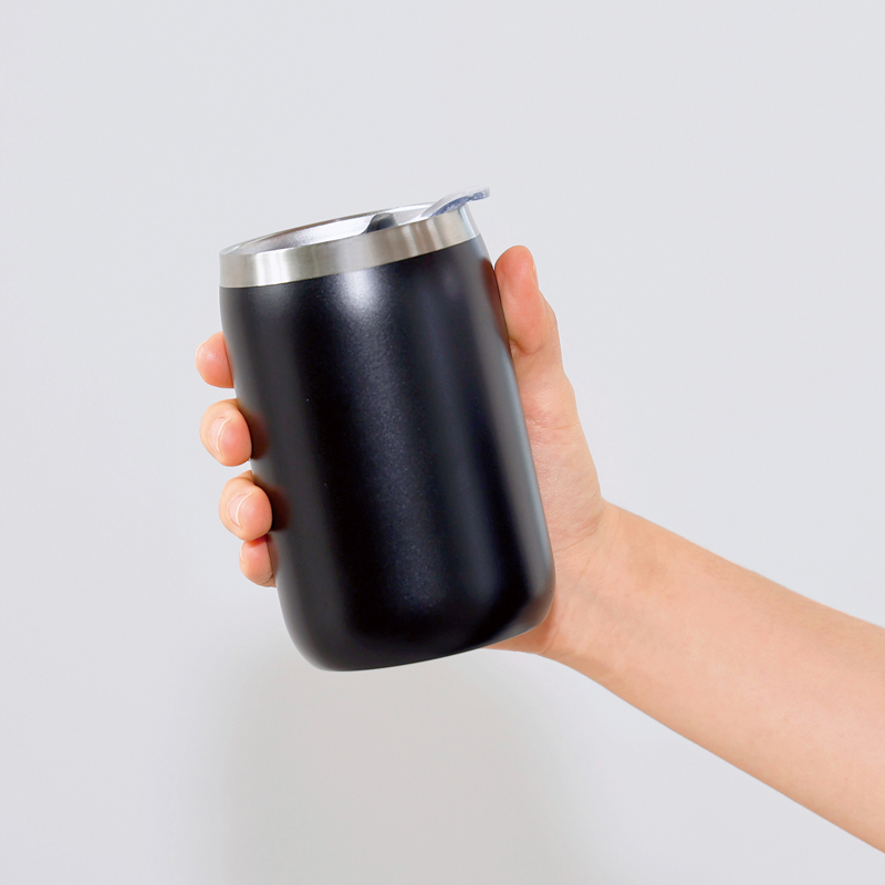スライド式蓋付き真空二重構造ステンレスタンブラー(ブラック)（261471）画像-3