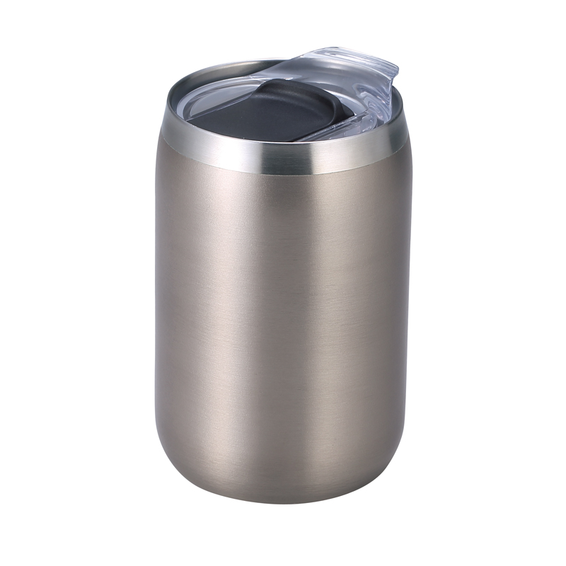 スライド式蓋付き真空二重構造ステンレスタンブラー(シルバー)