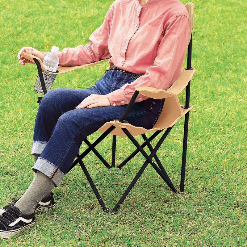 レジャーアンドライフ・ポータブルチェア(ひじ掛け付き)(ベージュ)（261511）画像-3