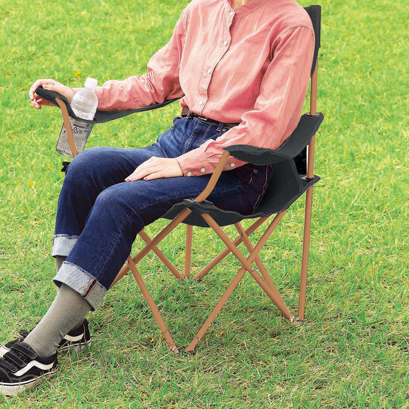 レジャーアンドライフ・ポータブルチェア(ひじ掛け付き)(ブラック)（261512）画像-3