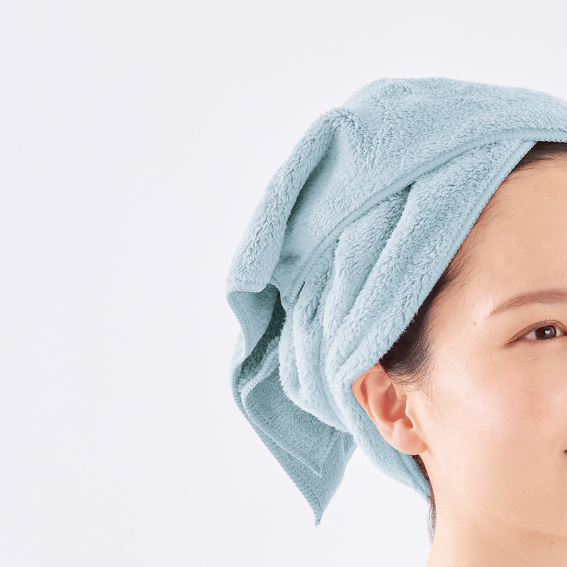 ヘアドライ用マイクロファイバーロングタオル(ブルー)（261522）画像-2