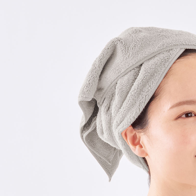 ヘアドライ用マイクロファイバーロングタオル(グレー)（261523）画像-2