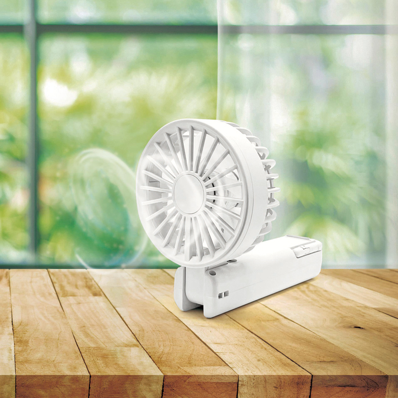 折りたたみ式2WAYダブルファン(カラビナ付き)(ミストホワイト)（261621）画像-2