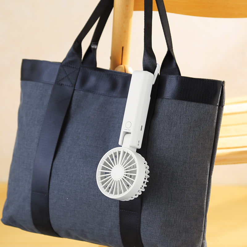 折りたたみ式2WAYダブルファン(カラビナ付き)(ミストホワイト)（261621）画像-4