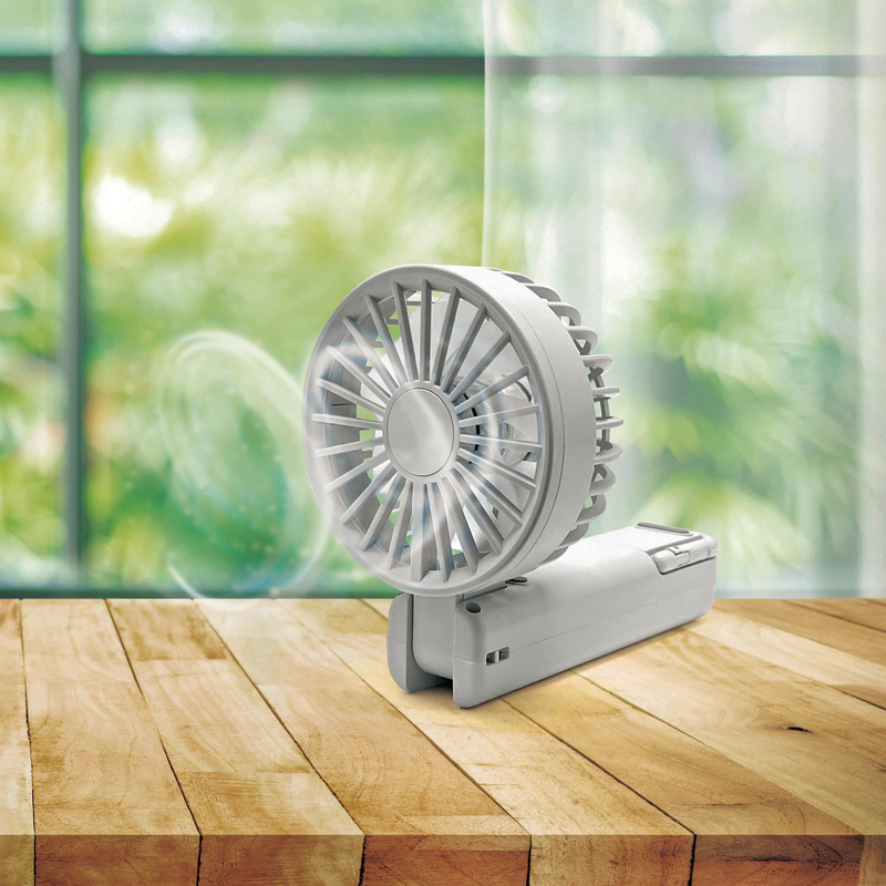 折りたたみ式2WAYダブルファン(カラビナ付き)(アイスグレー)（261622）画像-2