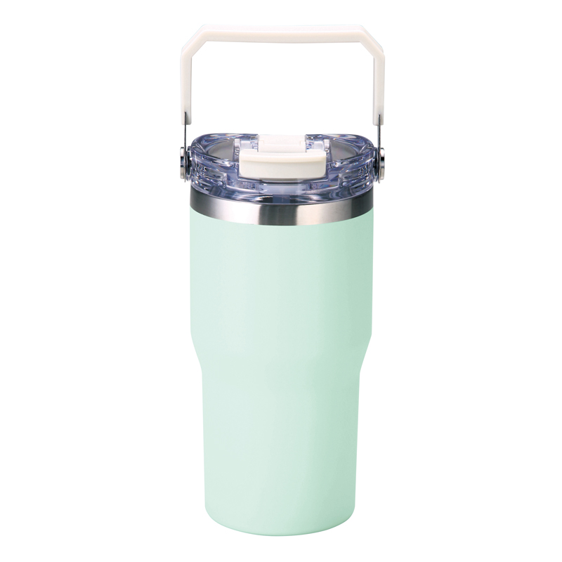 アンサンブル・ハンドル付き真空二重2WAYタンブラー(ストロー付き)600ml(グリーン)