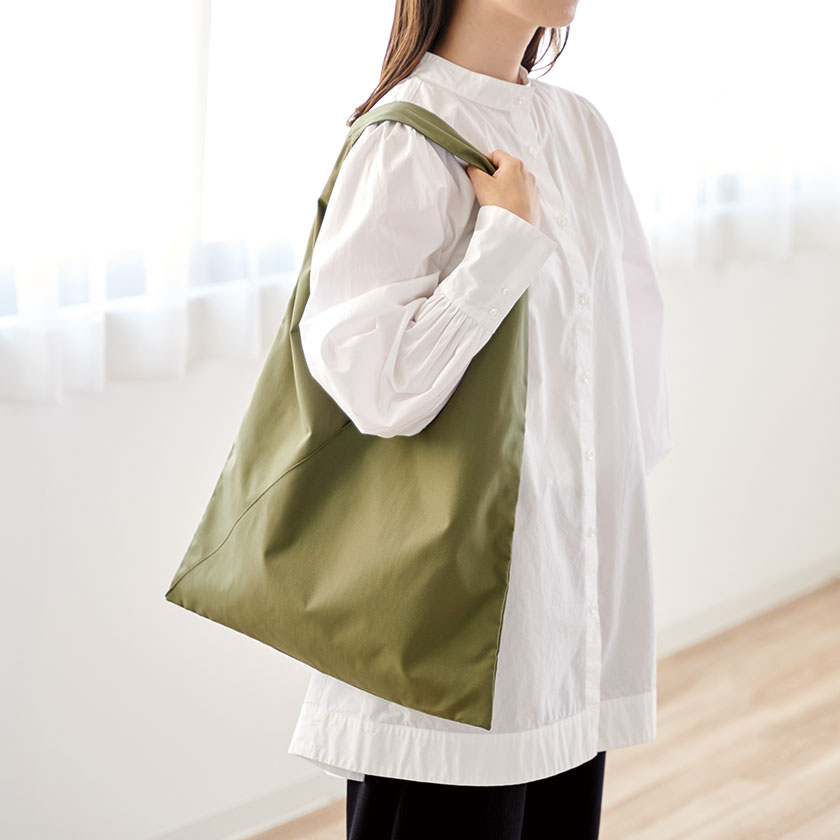 トライアングルトートバッグ(カーキ)（E3861-2）画像-4