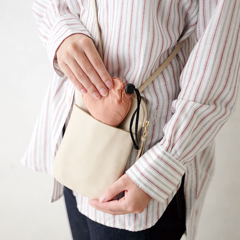 ミニ収納ナイロンバッグ(コーラルピンク)（E3863-1）画像-3