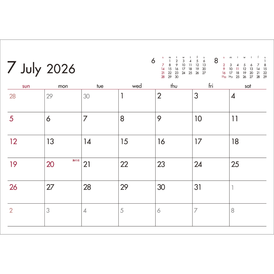 6 Weeks Calendar(レッド)（SG-930）画像-3