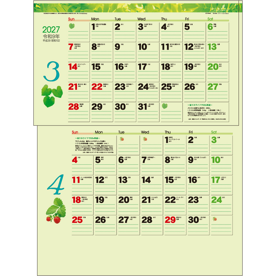 【超早割】グリーン2ヶ月eco(15ヶ月(TD-944)画像-3