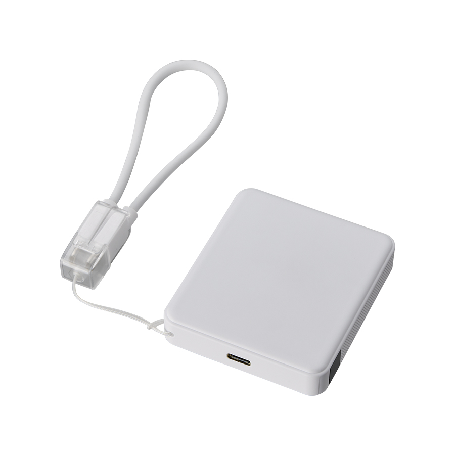 PD急速充電コードストラップ付モバイルチャージャー5000(全面印刷対応) ホワイト